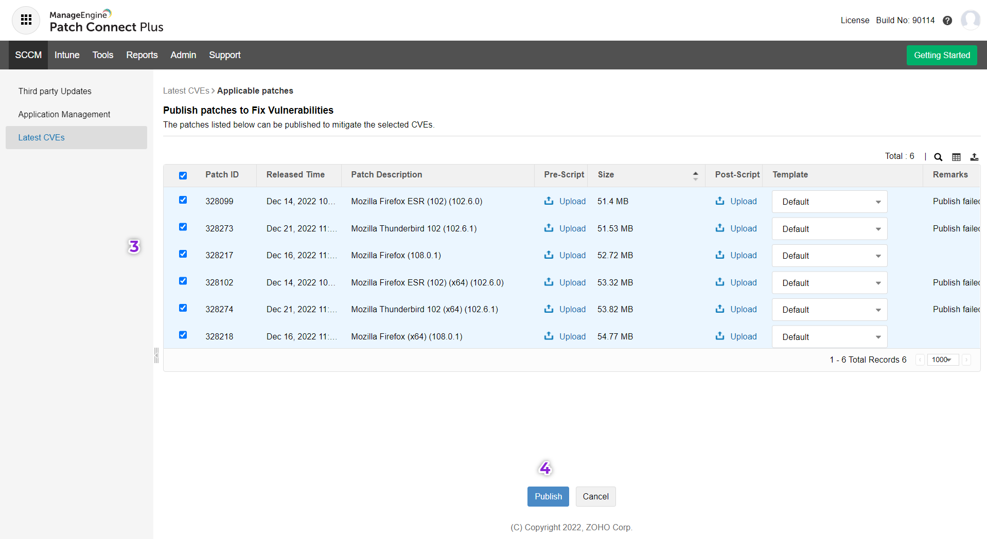 Importation de CVE dans Patch Connect Plus