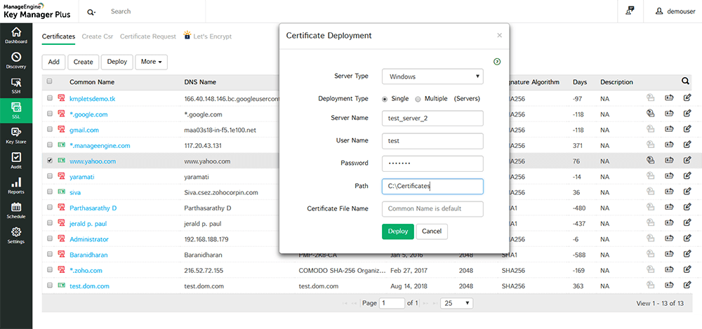 outil de déploiement de certificats SSL